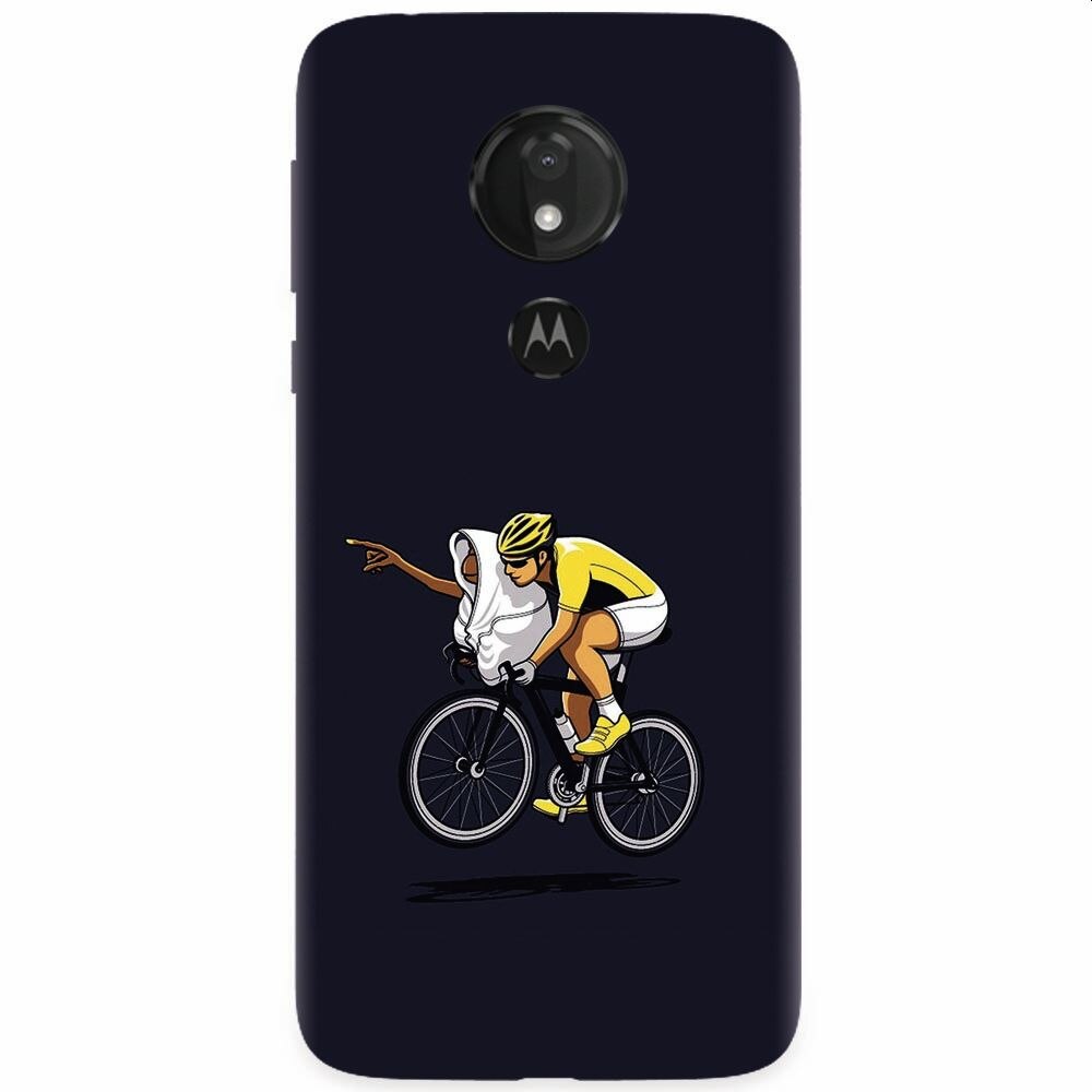 Husa silicon pentru Motorola Moto G7 Power, ET Riding Bike Funny Illustration