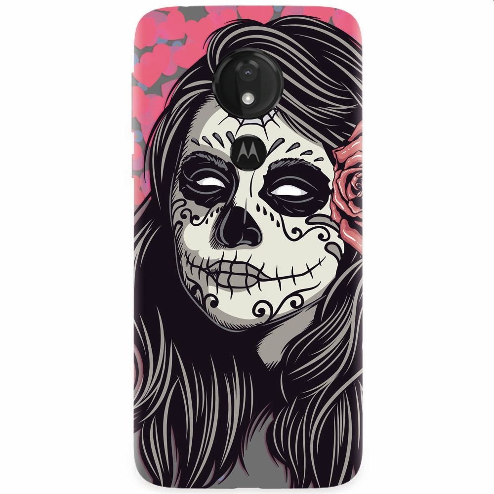 Husa silicon pentru Motorola Moto G7, Mexican Girl Skull