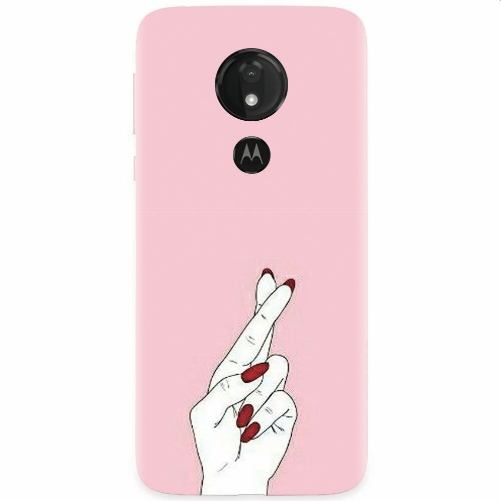 Husa silicon pentru Motorola Moto G7, Pink Finger Cross