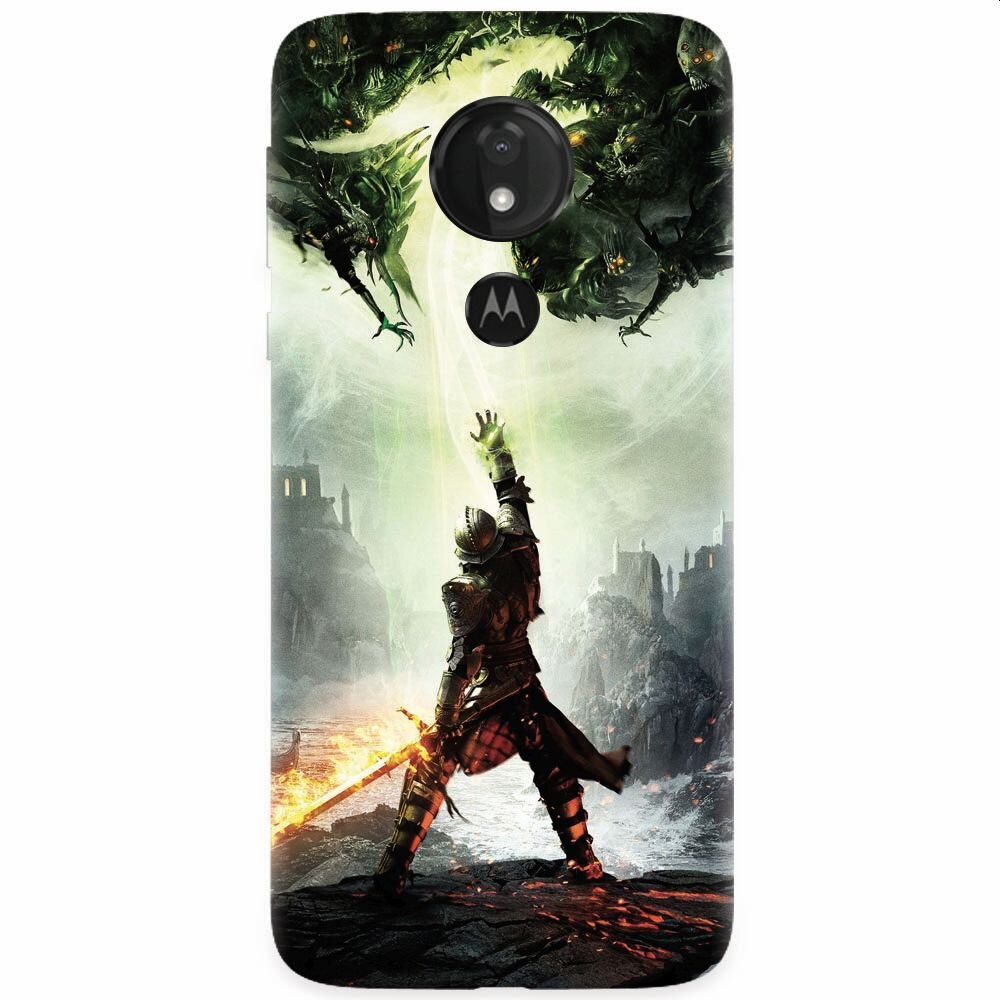 Husa silicon pentru Motorola Moto G7, Green Dragon