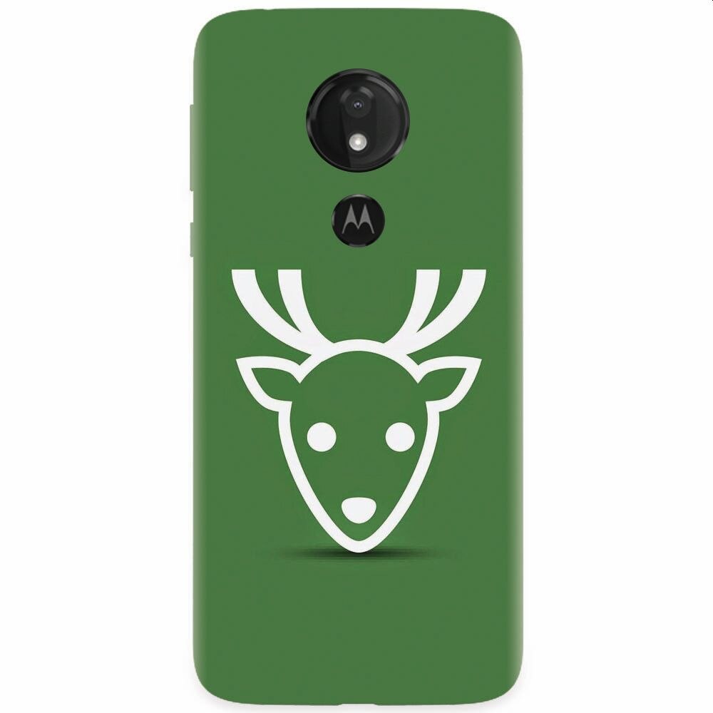 Husa silicon pentru Motorola Moto G7 Power, Minimal Reindeer Illustration Green