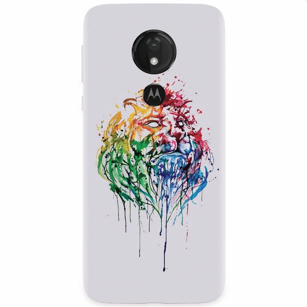Husa silicon pentru Motorola Moto G7, Paint Illustration Lion Head