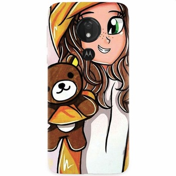 Husa silicon pentru Motorola Moto G7 Power, Girl With Little Bear Husa silicon pentru Motorola Moto G7 Power, Girl With Little Bear