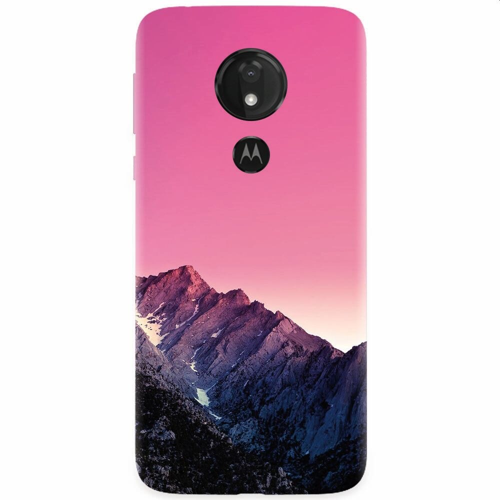 Husa silicon pentru Motorola Moto G7 Power, Mountain Peak Pink Gradient Effect
