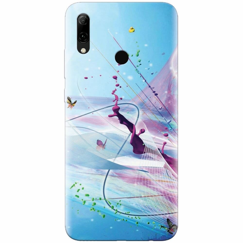 Husa silicon pentru Huawei P Smart Z, Artistic Paint Splash Purple Butterflies
