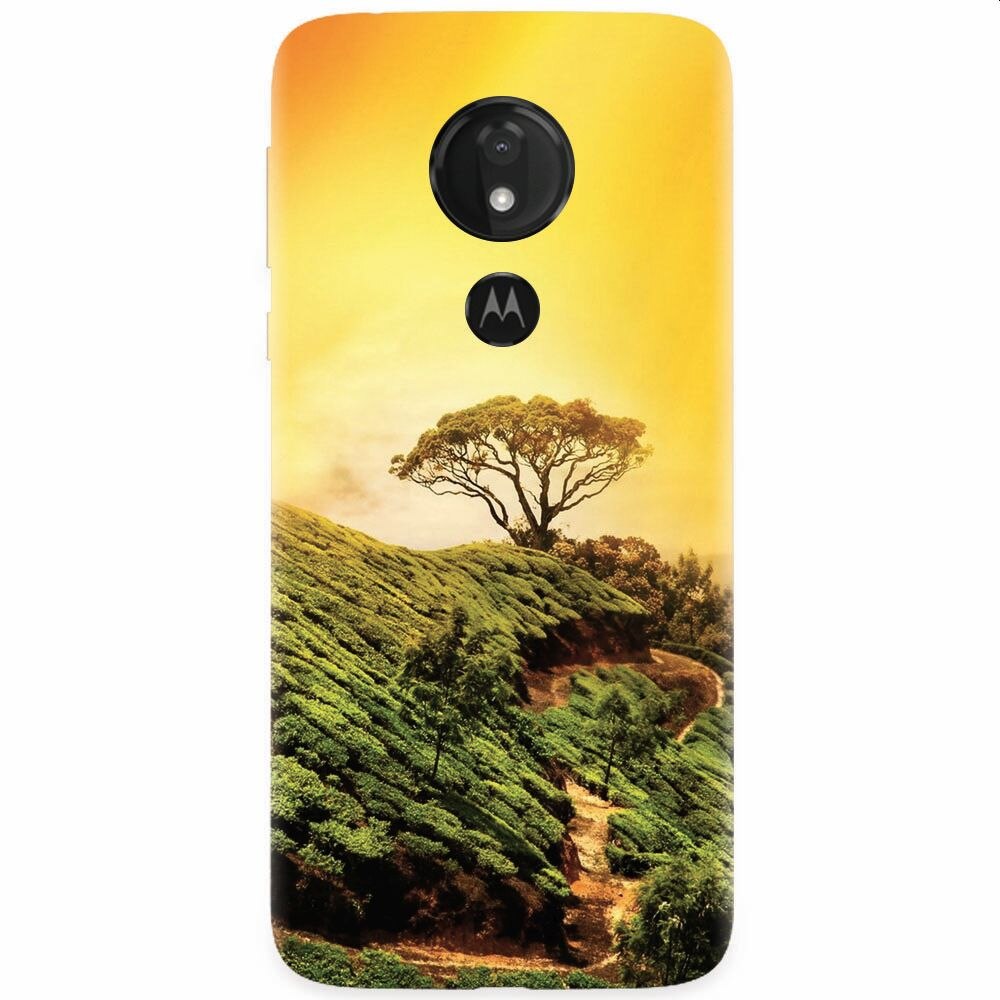 Husa silicon pentru Motorola Moto G7, Hill Top Tree Golden Light