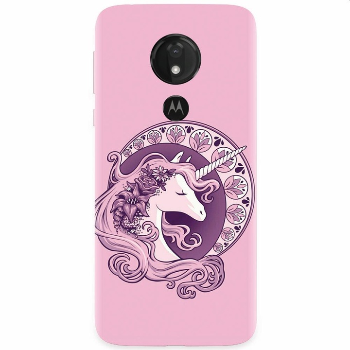 Силиконов кейс за Motorola Moto G7, Лилав еднорог