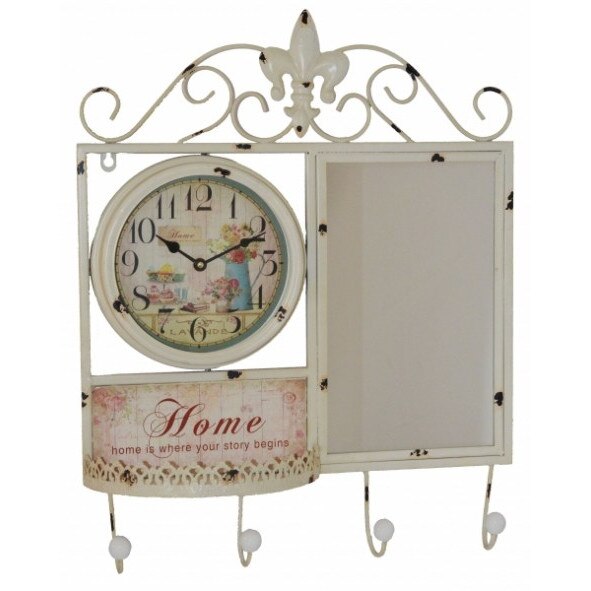 Cuier metalic cu ceas si oglinda