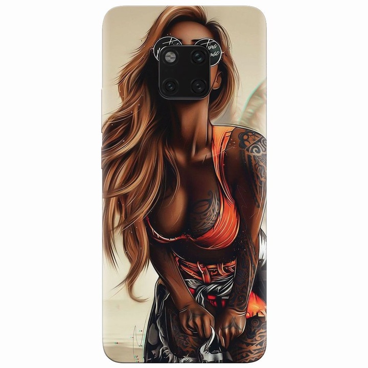 Силиконов кейс съвместим с Huawei Mate 20 Pro, Tattoed Girl