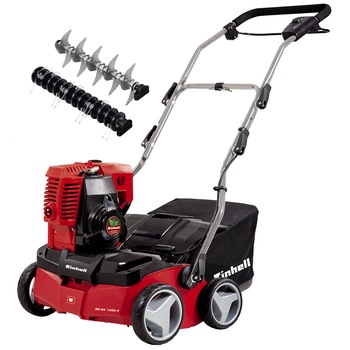 Scarificator / Aerator cu motor termic Einhell GE-SA 1335 P, 53.2 cmc, 1.75 CP, latime lucru 35 cm, adancime lucru 9 mm, 20 cutite, 26 cuie aerare, sac colectare 28 L Scarificator / Aerator cu motor termic Einhell GE-SA 1335 P, 53.2 cmc, 1.75 CP, latime lucru 35 cm, adancime lucru 9 mm, 20 cutite, 26 cuie aerare, sac colectare 28 L