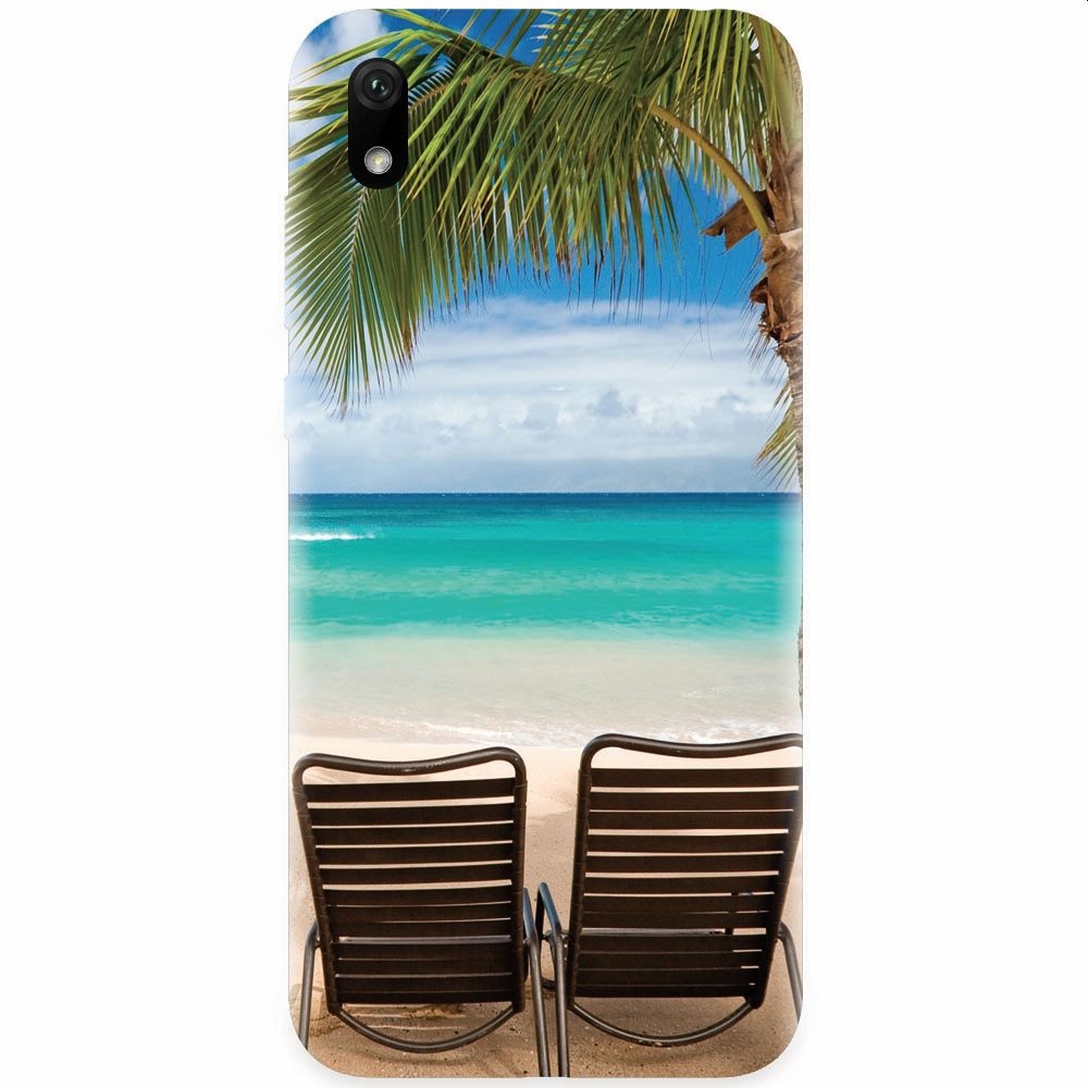 Husa silicon pentru Huawei Y5 2019, Beach Chairs Palm Tree Seaside