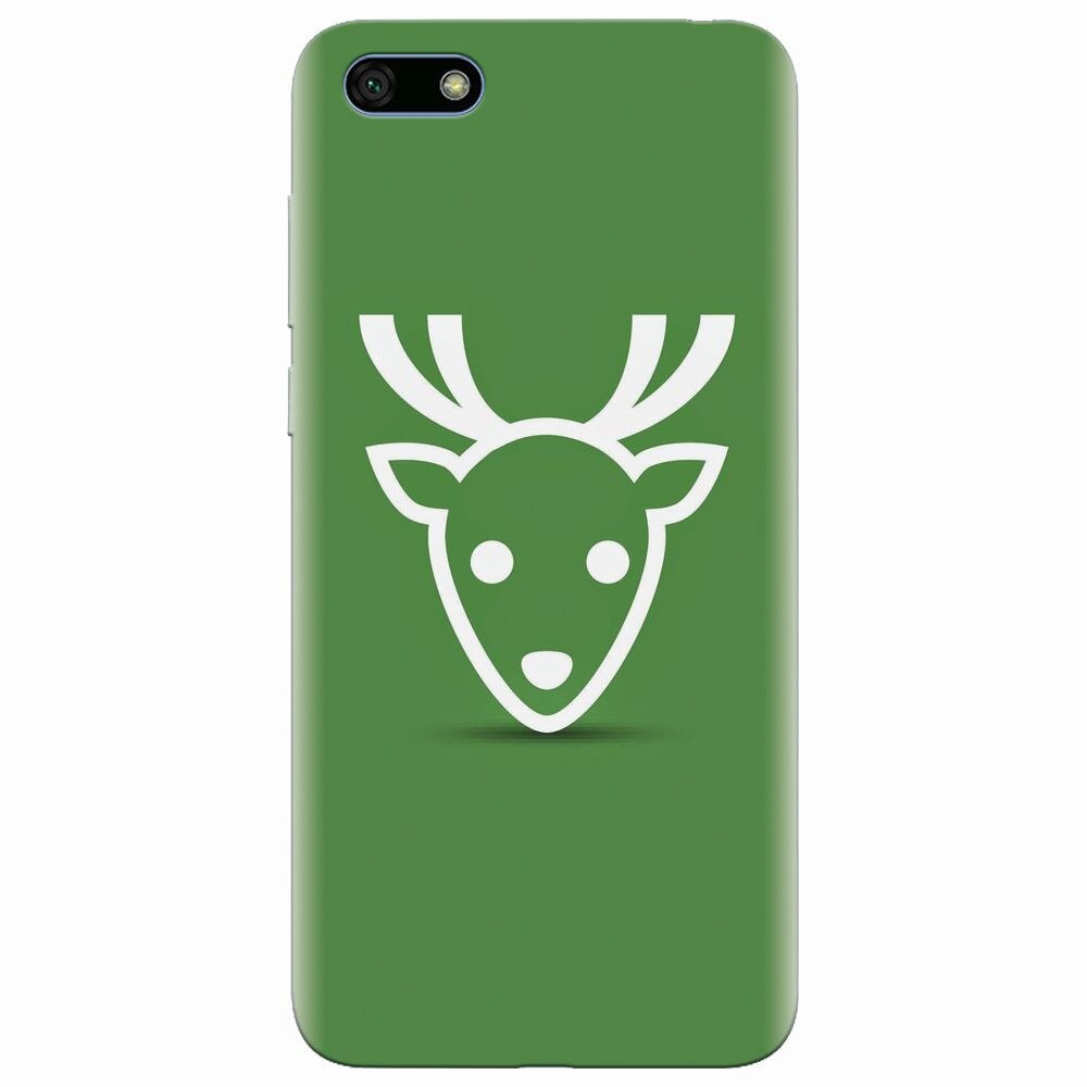 Husa silicon pentru Huawei Y5 2018, Minimal Reindeer Illustration Green