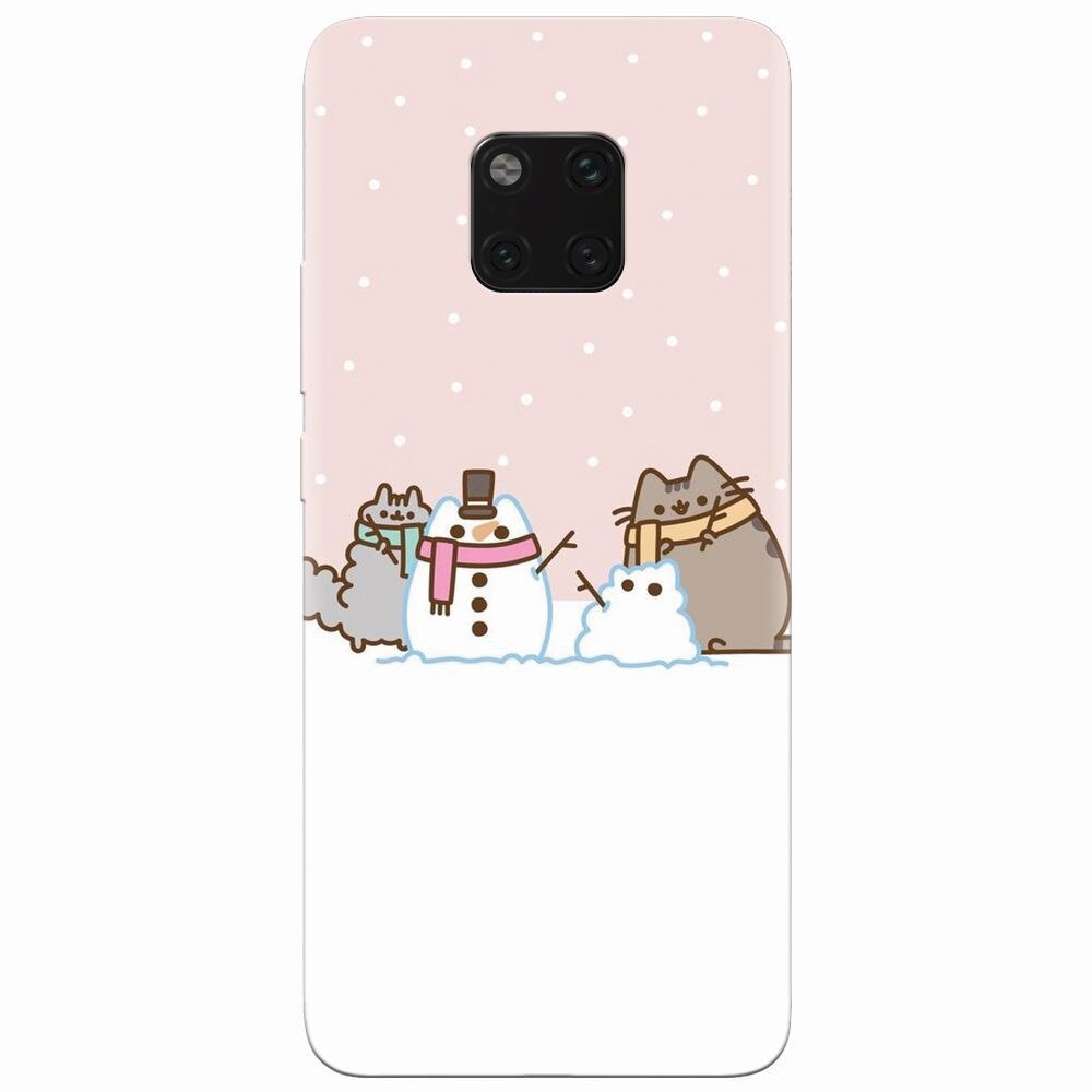 Husa silicon pentru Huawei Mate 20 Pro, Cat And Snowman