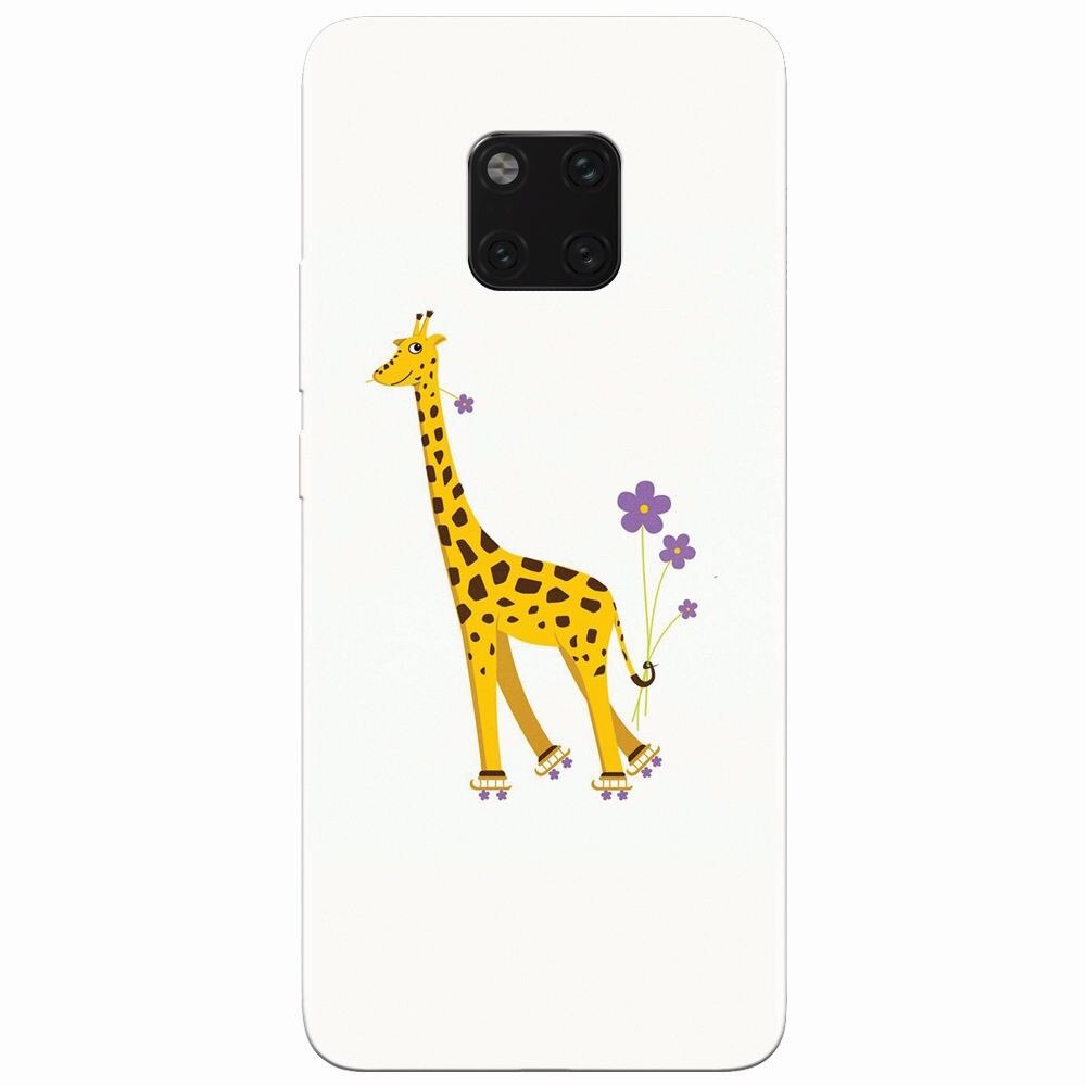 Husa silicon pentru Huawei Mate 20 Pro, Rollerskating Girafe Illustration