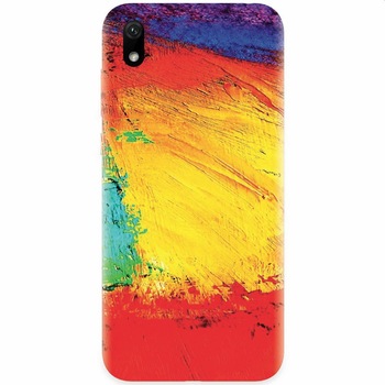 Husa silicon pentru Xiaomi Redmi 7A, Colorful Dry Paint Strokes Texture Husa silicon pentru Xiaomi Redmi 7A, Colorful Dry Paint Strokes Texture