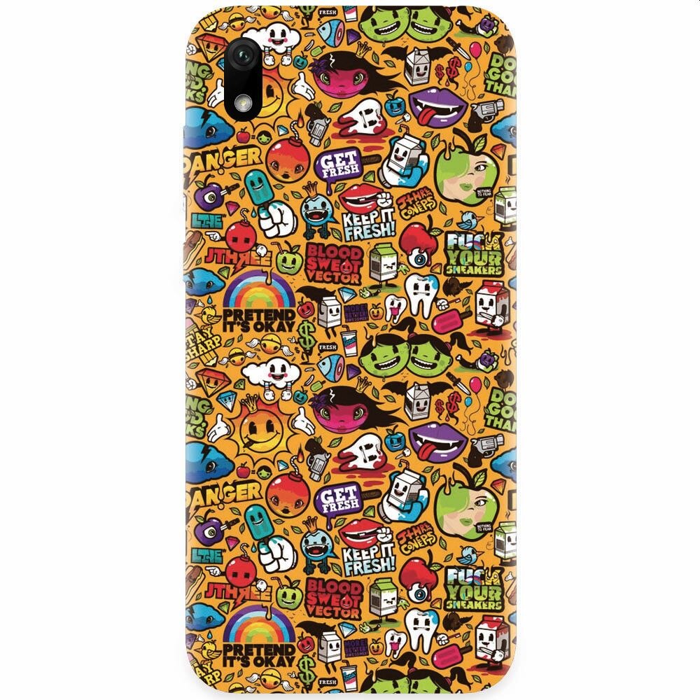 Husa silicon pentru Huawei Y5 2019, Colorful Sticker Illustrations