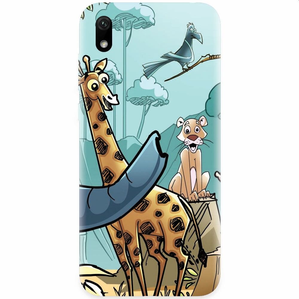 Husa silicon pentru Xiaomi Redmi 7A, Children Drawings Elephants Giraffes Lions