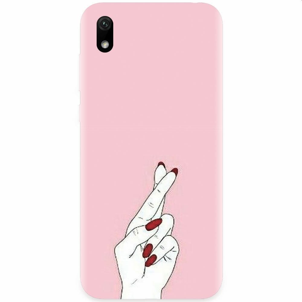 Husa silicon pentru Xiaomi Redmi 7A, Pink Finger Cross