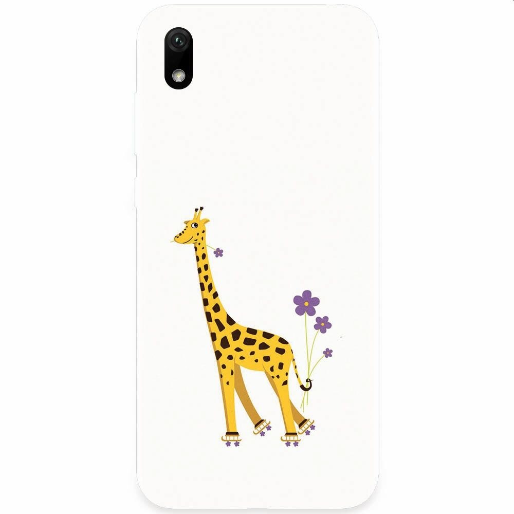 Husa silicon pentru Xiaomi Redmi 7A, Rollerskating Girafe Illustration