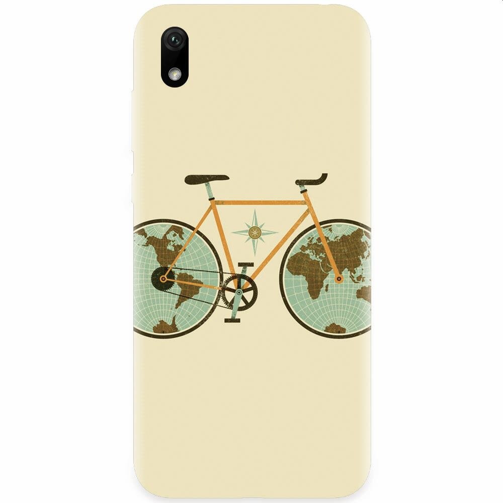 Husa silicon pentru Huawei Y5 2019, Retro Bicycle Illustration