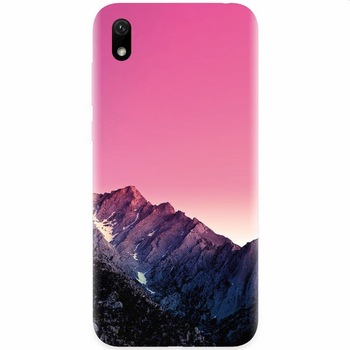 Husa silicon pentru Xiaomi Redmi 7A, Mountain Peak Pink Gradient Effect Husa silicon pentru Xiaomi Redmi 7A, Mountain Peak Pink Gradient Effect