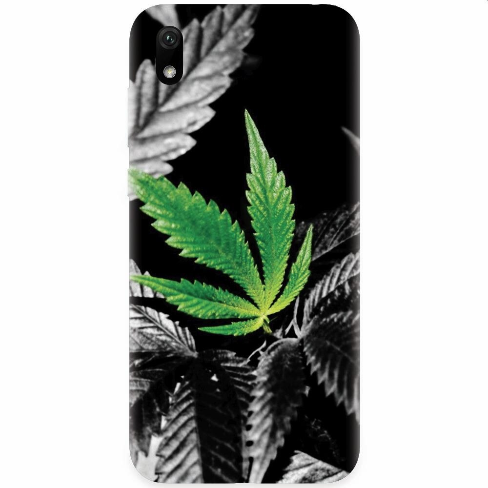 Husa silicon pentru Huawei Y5 2019, Trippy Pot Leaf Green