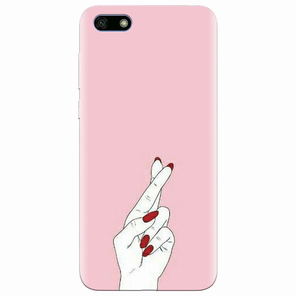 Husa silicon pentru Huawei Y5 2018, Pink Finger Cross