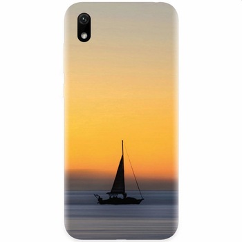 Husa silicon pentru Xiaomi Redmi 7A, Wind Sail Boat Ocean Sunset Husa silicon pentru Xiaomi Redmi 7A, Wind Sail Boat Ocean Sunset