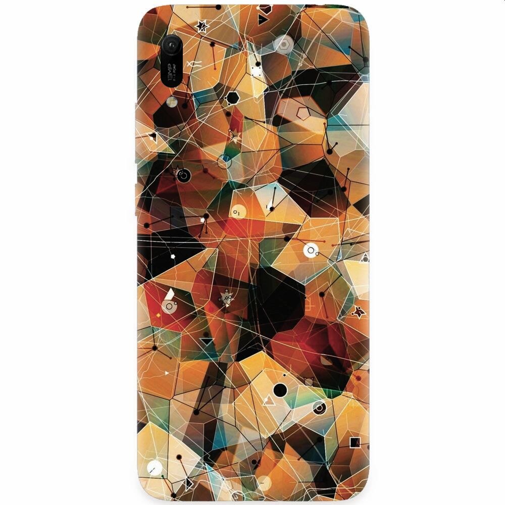 Husa silicon pentru Huawei Y6 2019, Abstract Triangles Connected Lines