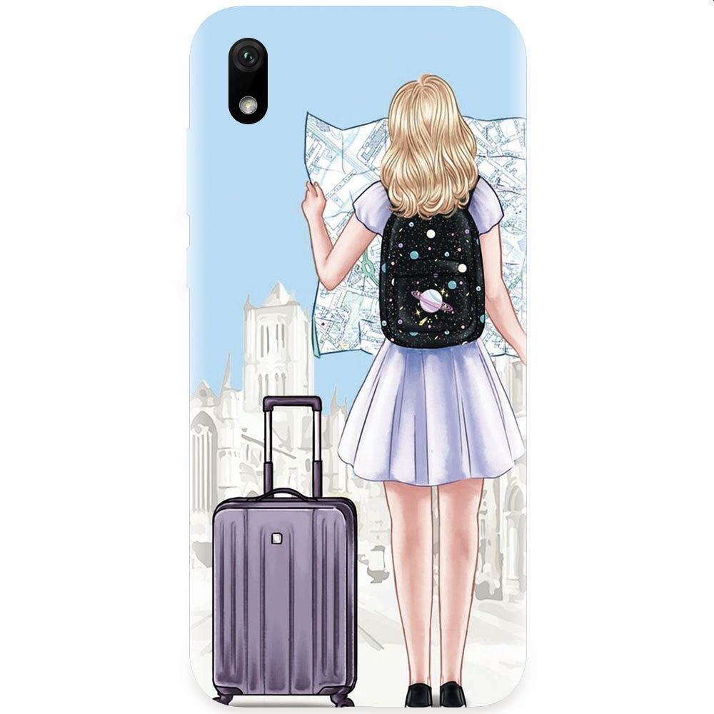 Husa silicon pentru Xiaomi Redmi 7A, Travel Girl Searching On Map