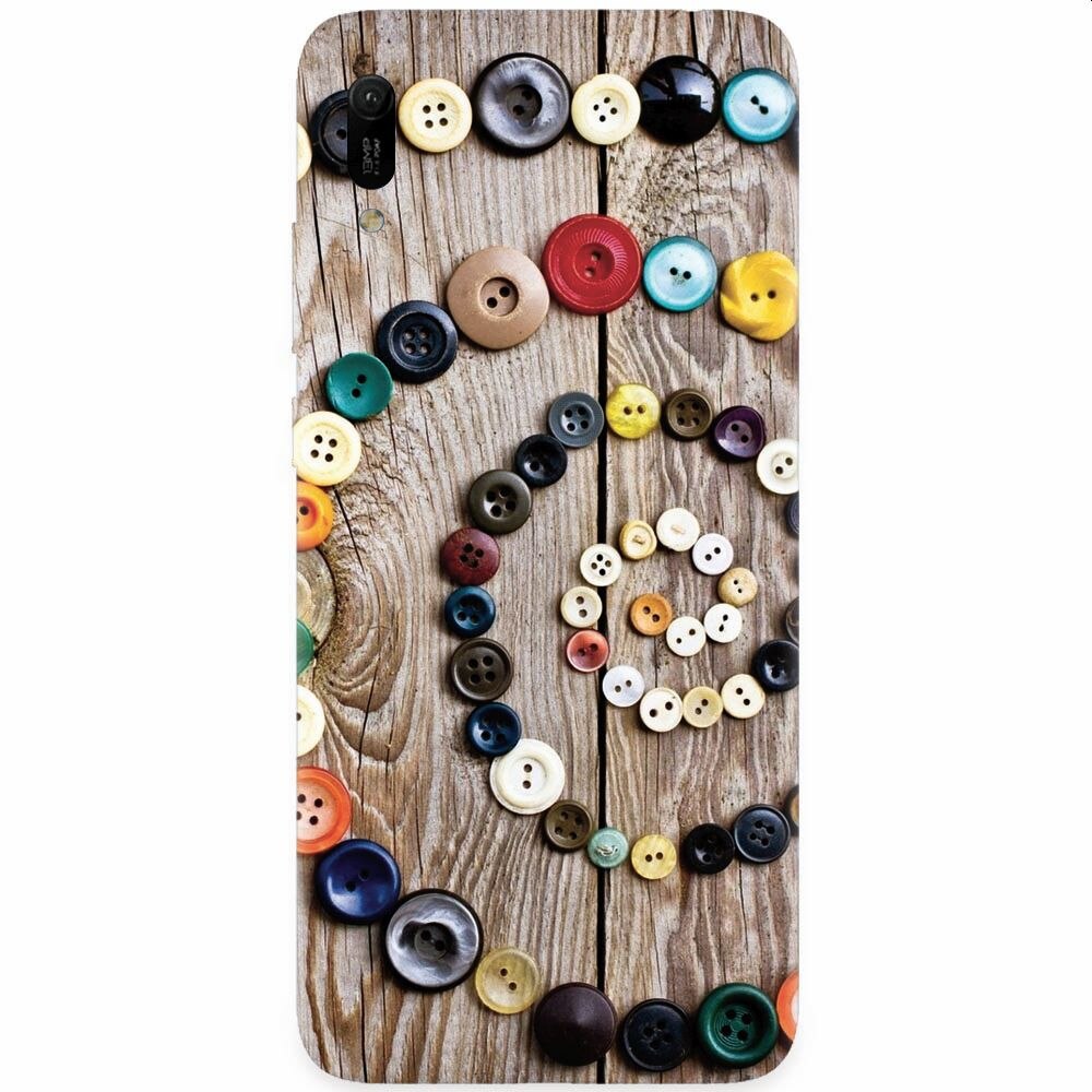 Husa silicon pentru Huawei Y6 2019, Colorful Buttons Spiral Wood Deck