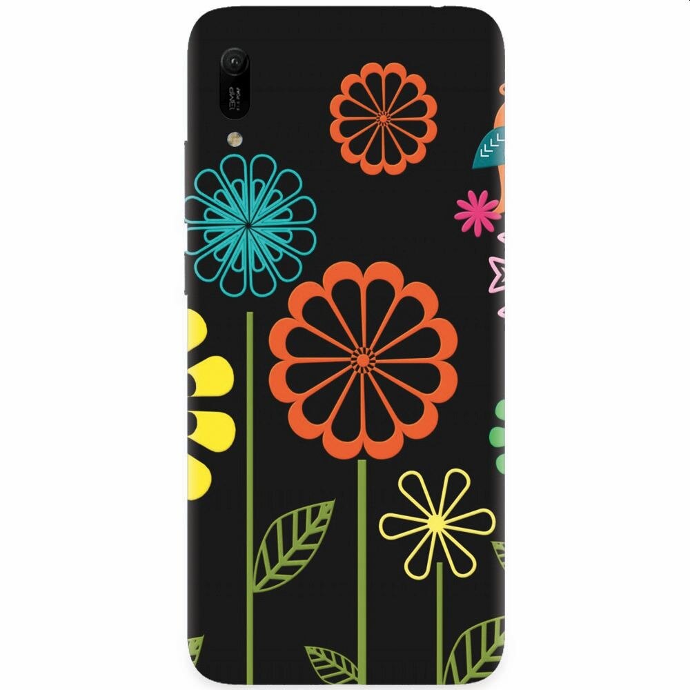 Husa silicon pentru Huawei Y6 2019, Colorful Spring Birds Flowers Vectors