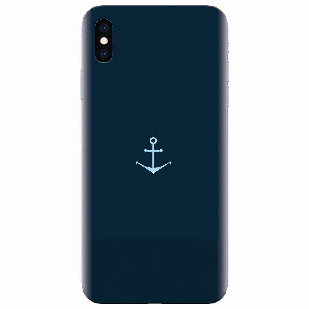 Husa silicon pentru Apple Iphone XS, Blue Navy Anchor Illustration Flat