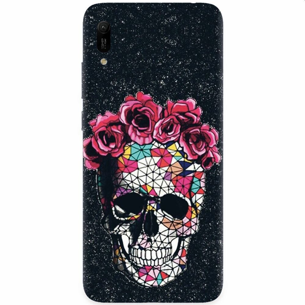 Husa silicon pentru Huawei Y6 2019, Colorful Skull Roses Space