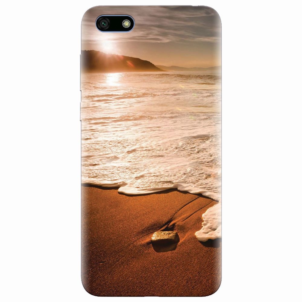 Husa silicon pentru Huawei Y5 2018, Sunset Foamy Beach Wave