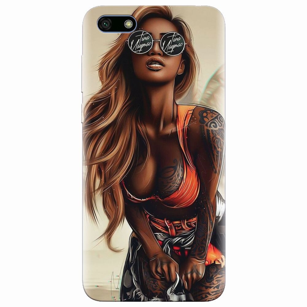 Husa silicon pentru Huawei Y5 2018, Tattoed Girl