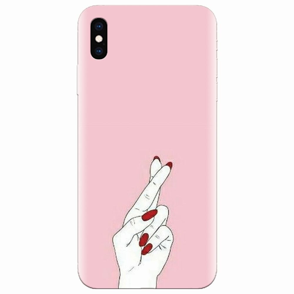 Husa silicon pentru Apple Iphone XS Max, Pink Finger Cross