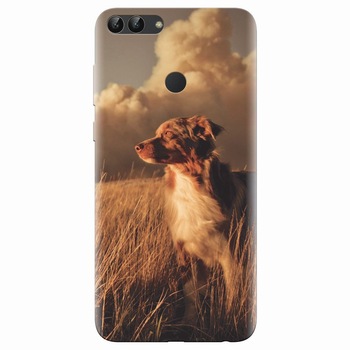 Husa silicon pentru Huawei P Smart, Alone Dog Animal In Grass Husa silicon pentru Huawei P Smart, Alone Dog Animal In Grass