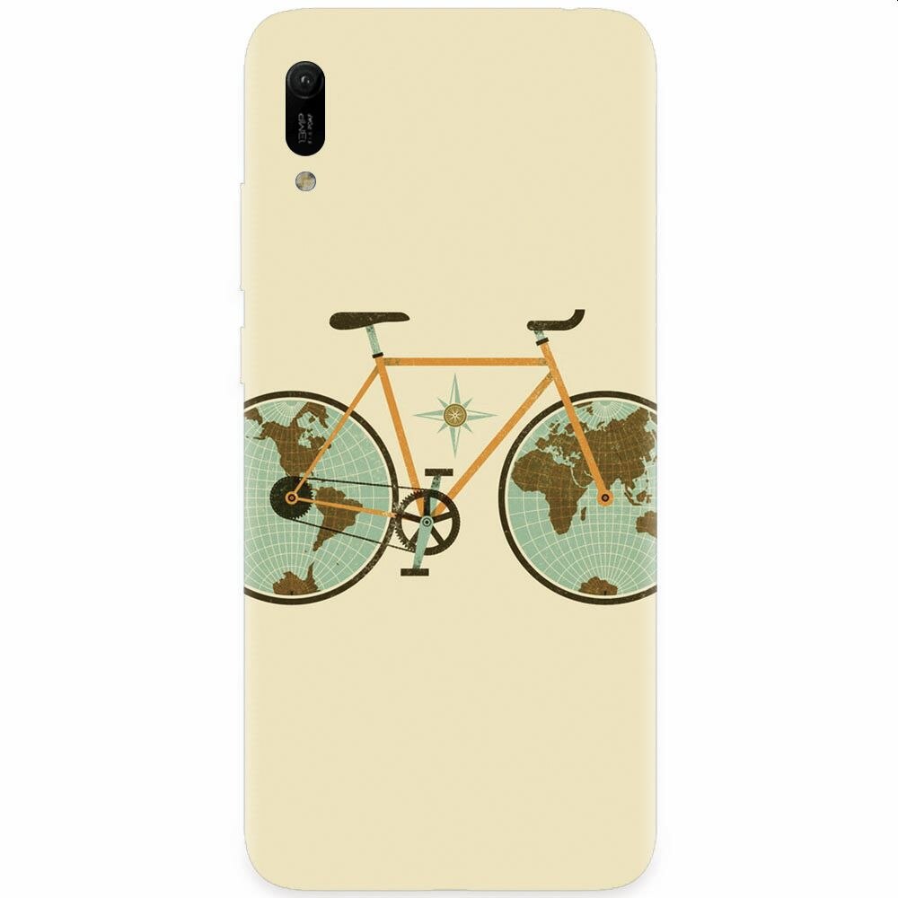 Husa silicon pentru Huawei Y6 2019, Retro Bicycle Illustration