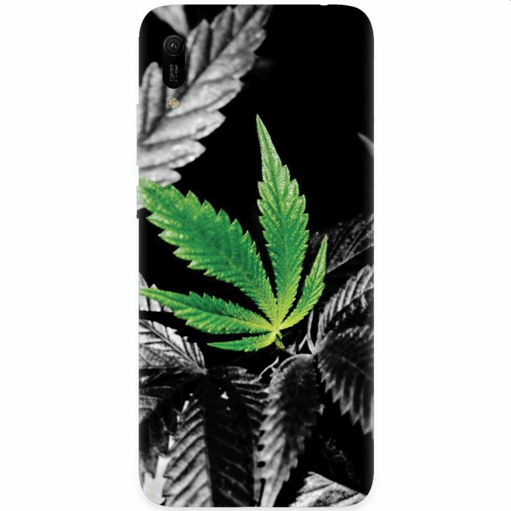 Husa silicon pentru Huawei Y6 2019, Trippy Pot Leaf Green