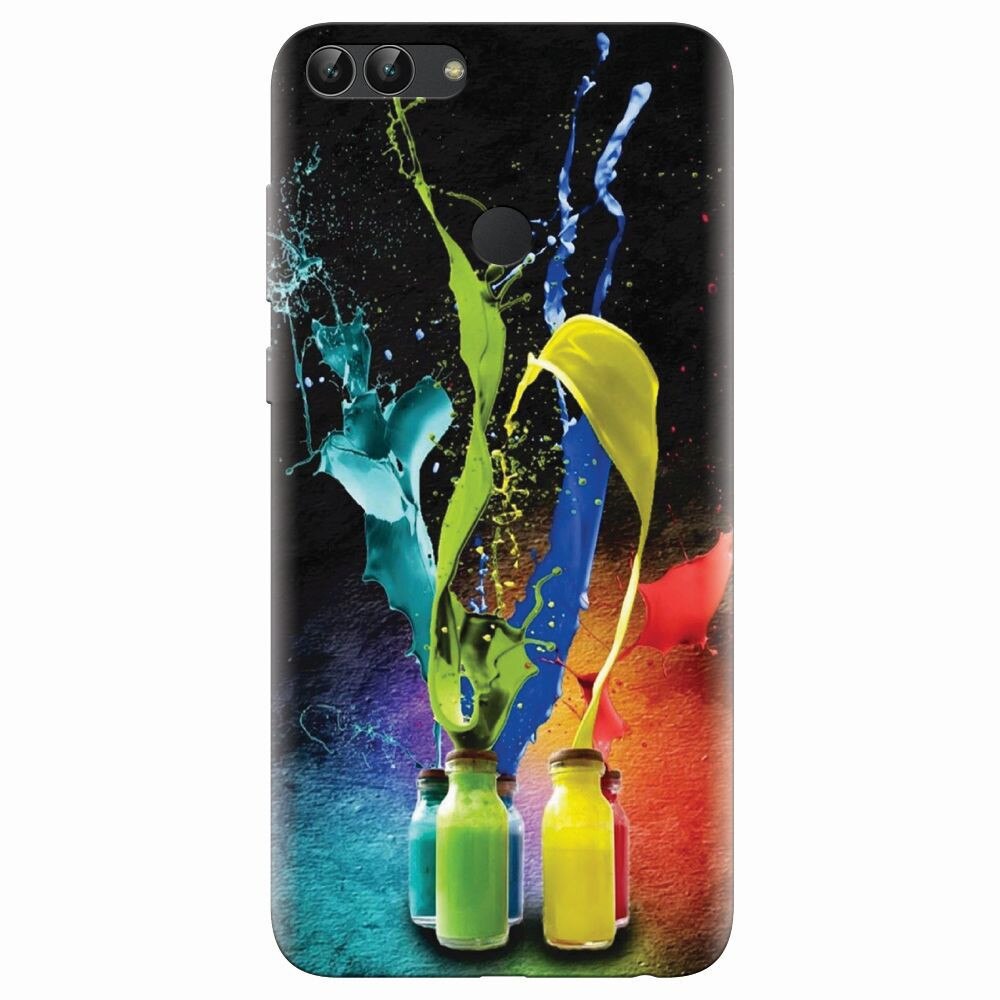 Husa silicon pentru Huawei P Smart, Abstract Color Bottles Splash