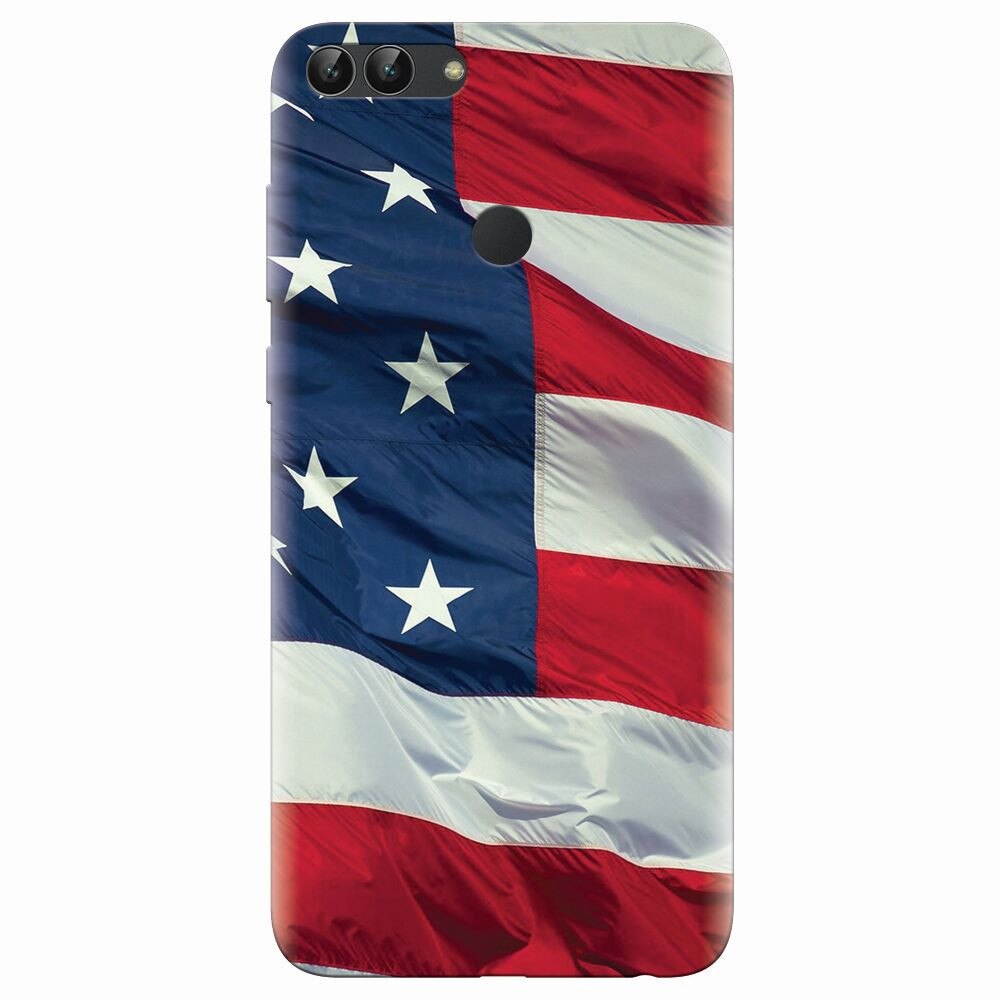 Husa silicon pentru Huawei P Smart, American Flag Illustration