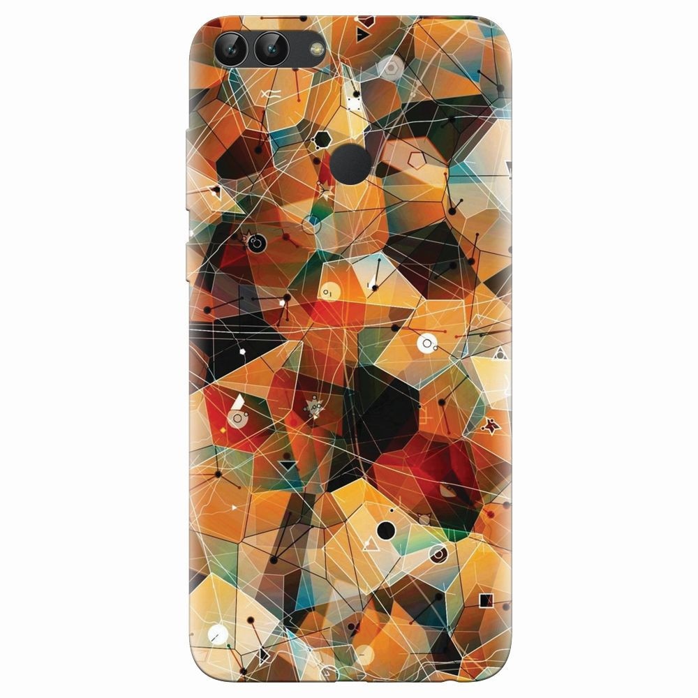 Husa silicon pentru Huawei P Smart, Abstract Triangles Connected Lines