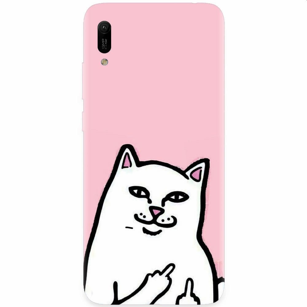 Husa silicon pentru Huawei Y6 2019, White Cat