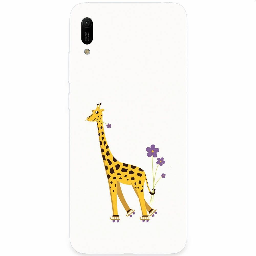 Husa silicon pentru Huawei Y6 2019, Rollerskating Girafe Illustration