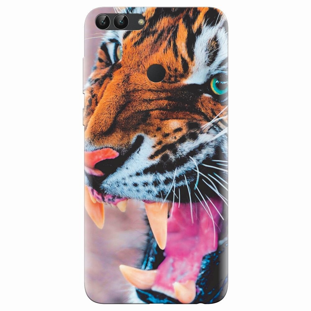 Husa silicon pentru Huawei P Smart, Angry Tiger Teeth Fresh