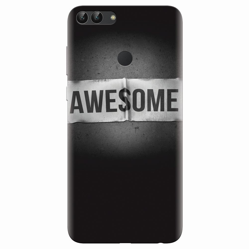 Husa silicon pentru Huawei P Smart, Awesome Label Dark