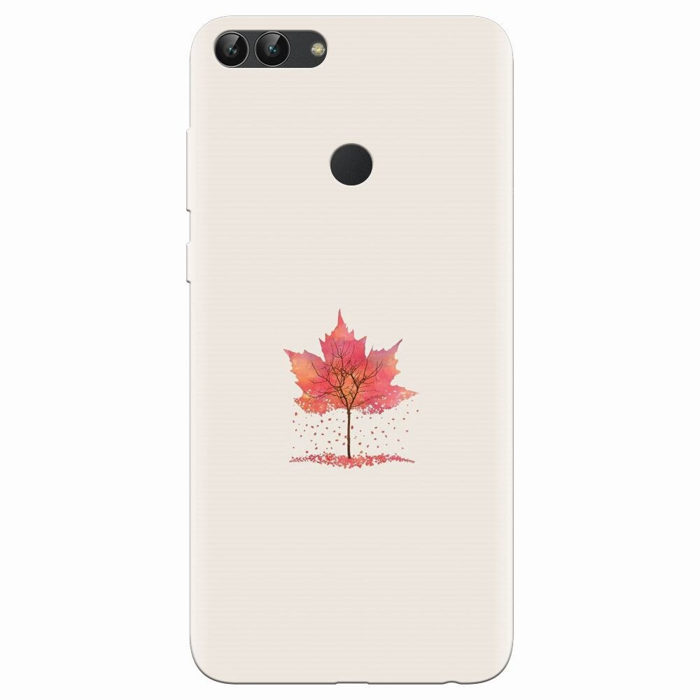 Husa silicon pentru Huawei P Smart, Autumn Tree Leaf Shape Illustration