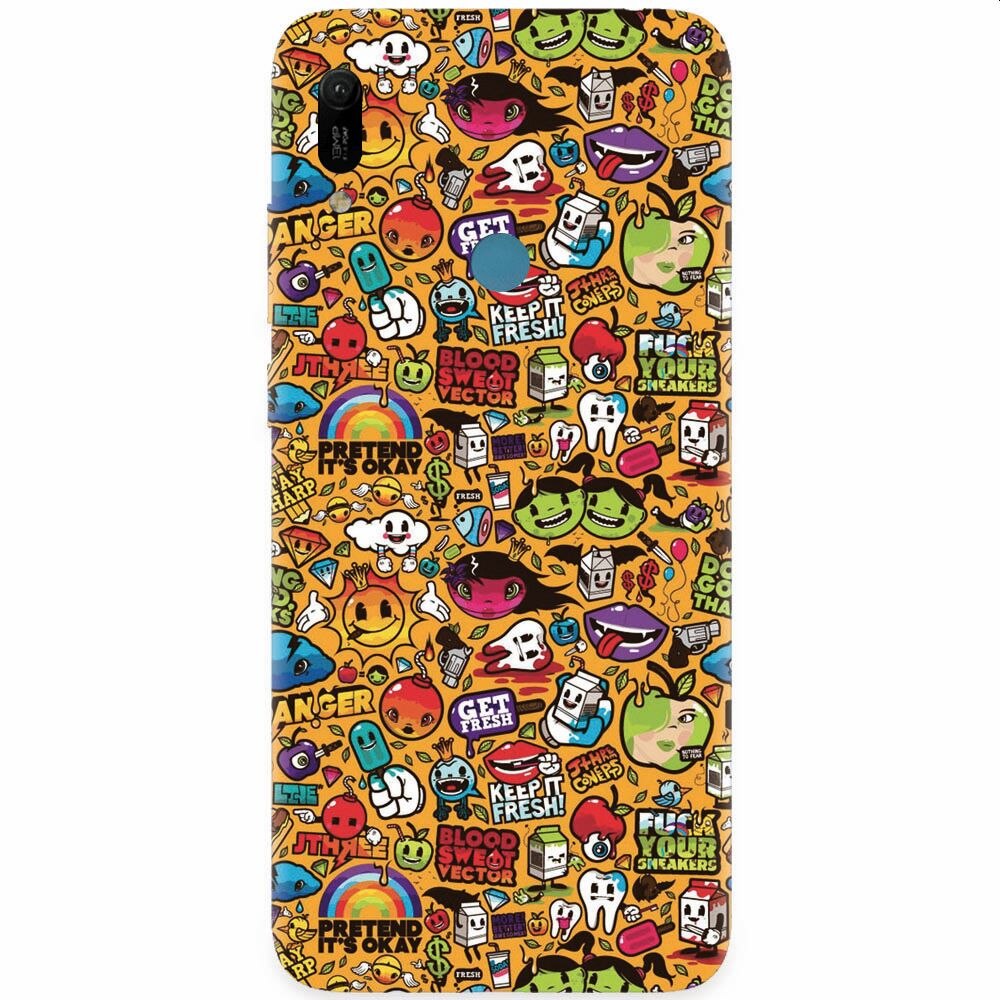 Husa silicon pentru Huawei Y6 Prime 2019, Colorful Sticker Illustrations