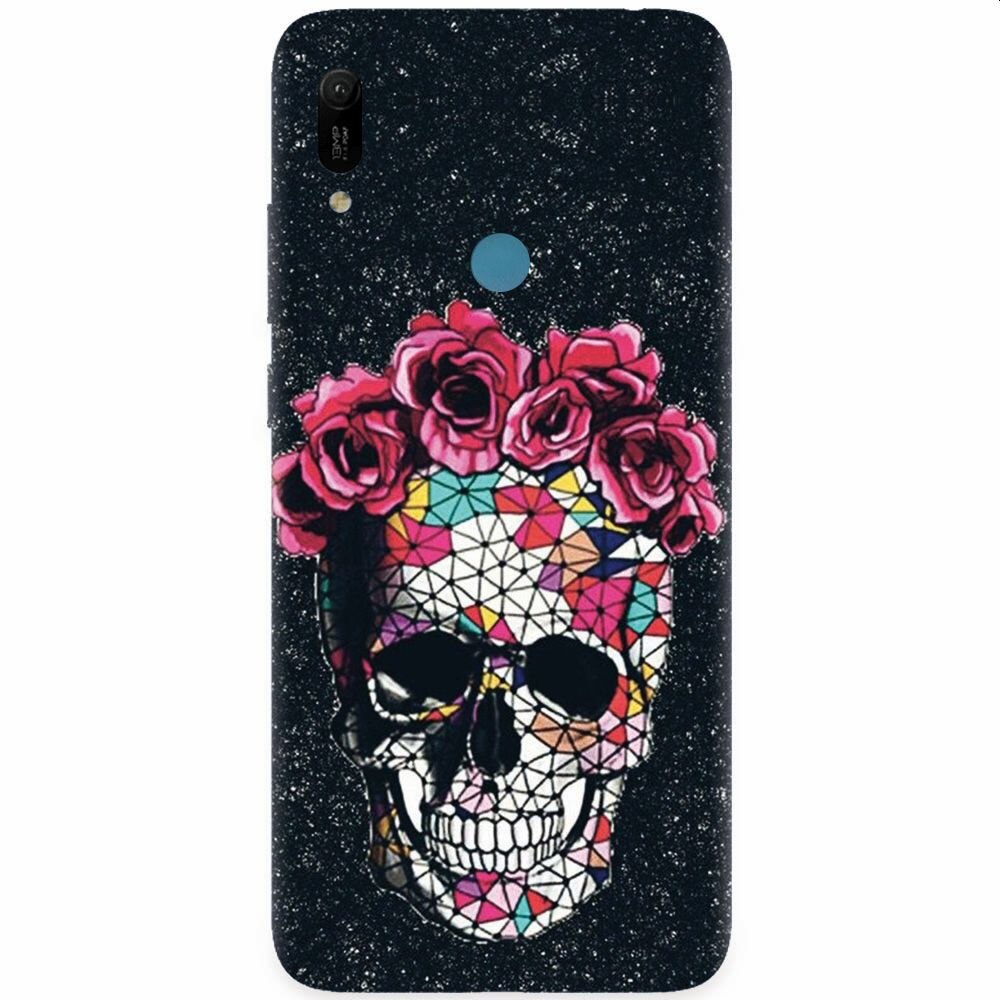 Husa silicon pentru Huawei Y6 Prime 2019, Colorful Skull Roses Space